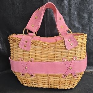 Spiegel Vintage Pink Trim Woven Women’s Tote Bag